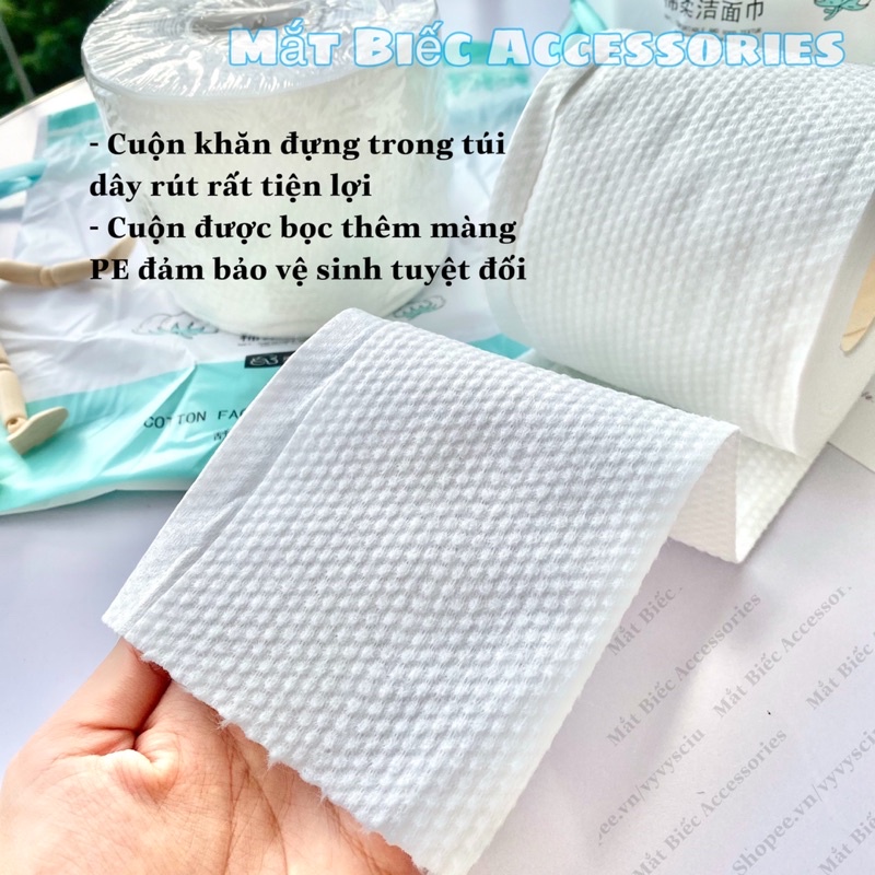 Khăn mặt dùng 1 lần lau khô ướt, giấy đa năng 100% cotton (nội địa Trung)