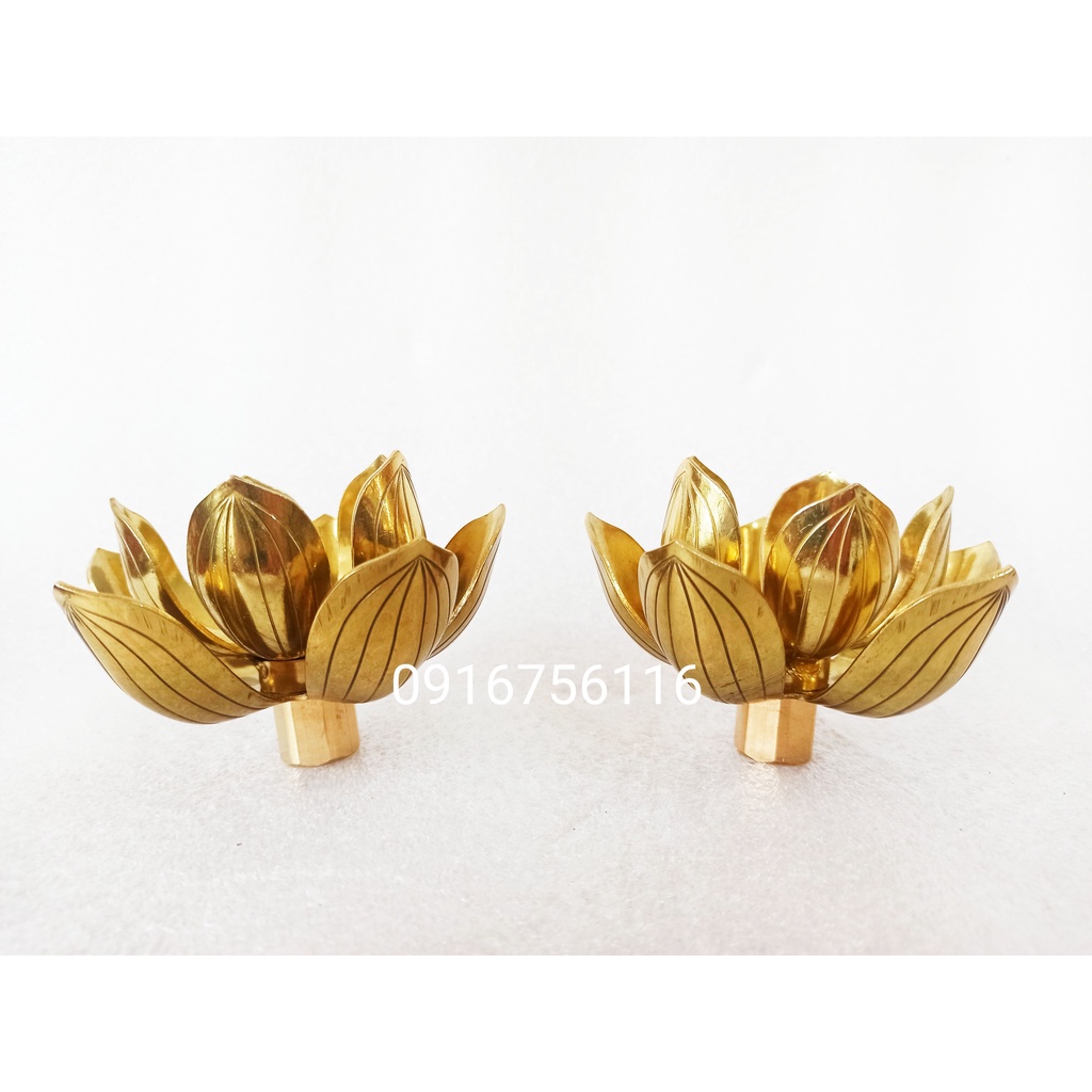 Hoa sen để nến bằng đồng cao cấp, kích thước 7cm x 12cm