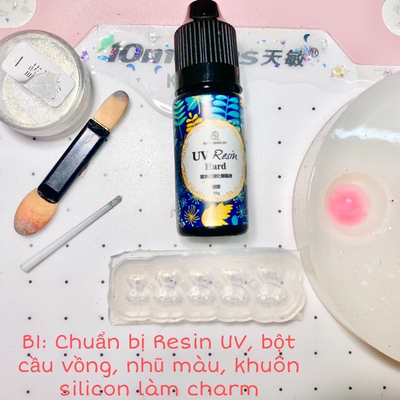 Resin UV 100g làm charm nail siêu trong, nhanh khô, bề mặt tốt