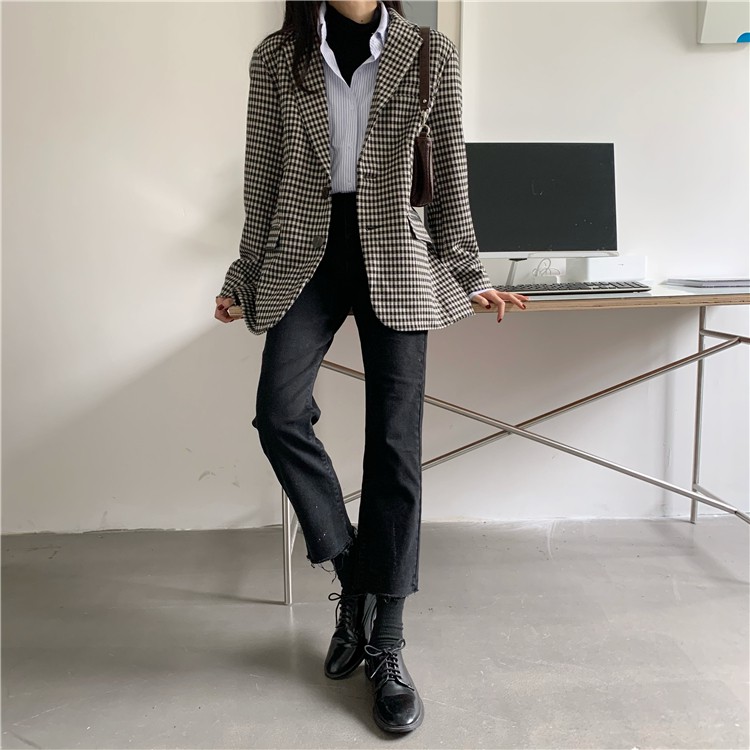 [Ảnh Thật_Hết Hàng] Áo Blazer Kẻ Caro 2 Lớp Dày Dặn