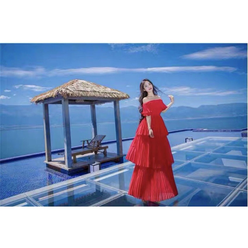 Đầm Maxi Tầng - Váy Maxi Trễ Vai, Kiểu Dáng Sang Trọng, Xinh Lung Linh Cho Các Cô Nàng Khoe Xương Quai Xanh Của Mình | BigBuy360 - bigbuy360.vn