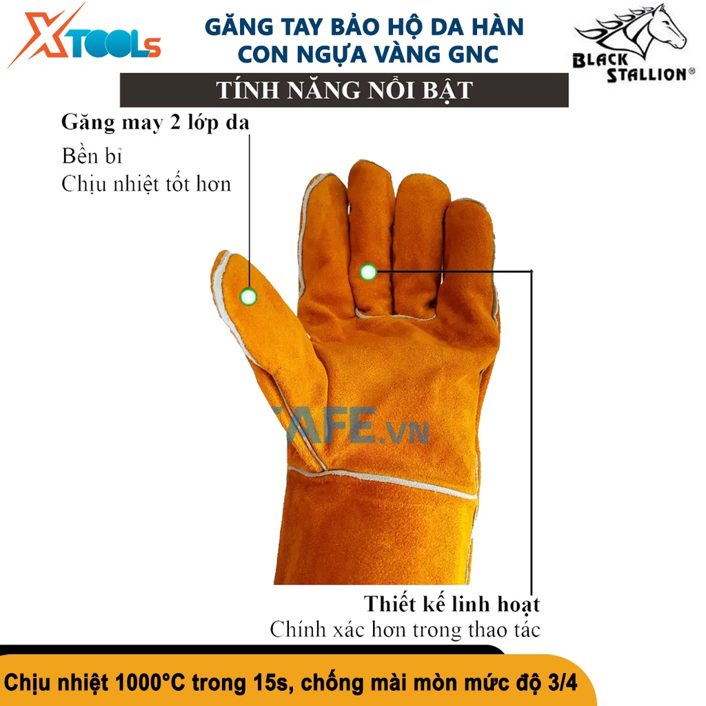 Găng tay da hàn GNC thấm hút mồ hôi chống cháy chịu nhiệt chống cắt độ bền cao bao tay hàn cắt - cơ khí [XSAFE] [XTOOLs]