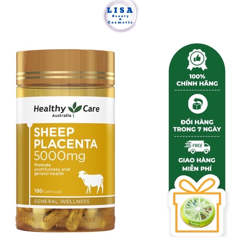 Viên Uống Nhau Thai Cừu Chống OXy hóa Healthy Care Sheep Placenta 5000mg 100 Viên Của Úc.