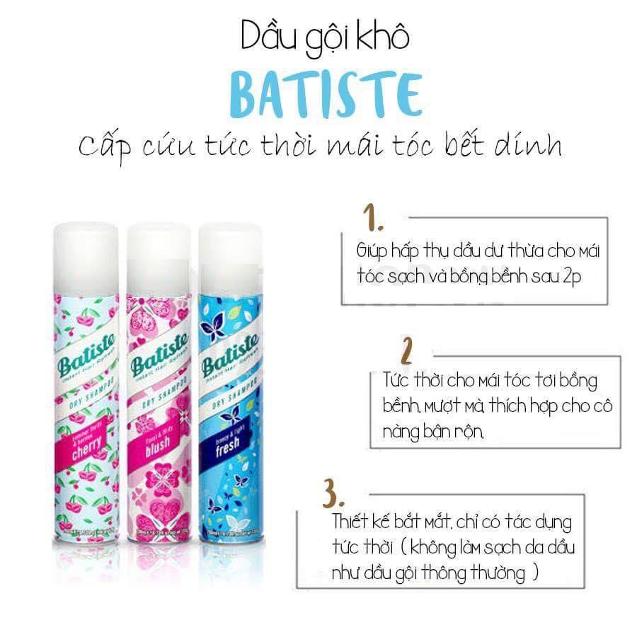 Dầu gội khô Batiste 200ml - Gội khô Anh chính hãng 100% UK