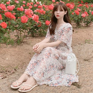 [ORDER TAOBAO] Đầm Lanh Xoè Hoa Nhí