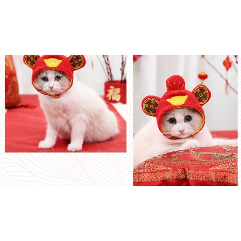 Mũ Thần Tài Tết Cho Chó Mèo Thú Cưng