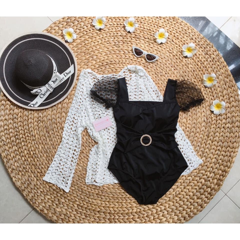 Đồ bơi bikini liền mảnh ống tay ren nữ tính kín đáo siêu đẹp mặc đi biển ( Ảnh chụp thật 100%) | BigBuy360 - bigbuy360.vn