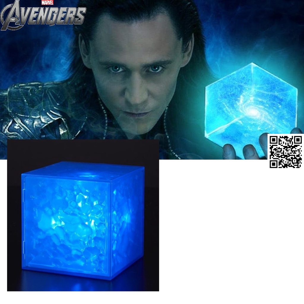 Mô hình đá vô cực lập phương led xanh dương Loki Avengers Endgame 1790