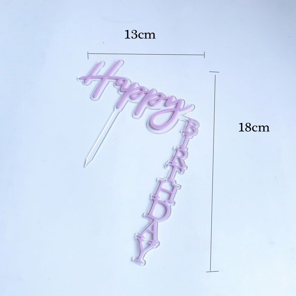 Phụ kiện cắm trang trí bánh kem sinh nhật bằng acrylic nhiều màu