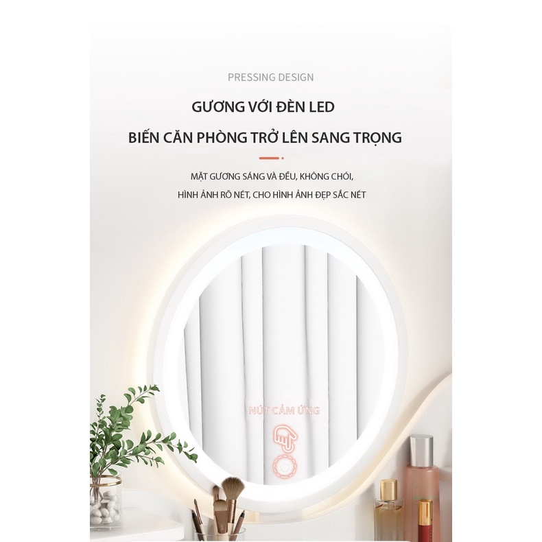 Bàn trang điểm gỗ thương hiệu IGA có gương đèn LED cực tiện lợi - GP201