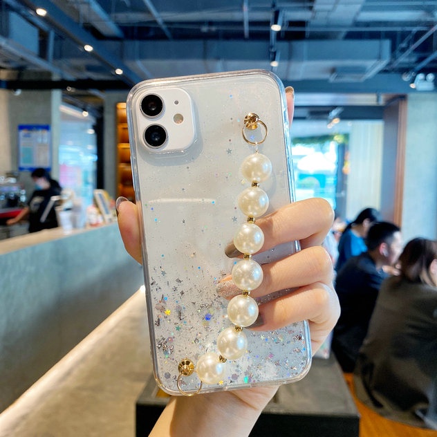 Casing Vivo Y51 2020 Y20 Y20S Y12S Y17 Y15 Y12 U10 Y91C Y1S Y19 Y50 Y30 Y30i Y91 Y91i Y93 Y81 Y85 V9 Youth with Pearl Bracelet Transparent Shockproof Phone Case