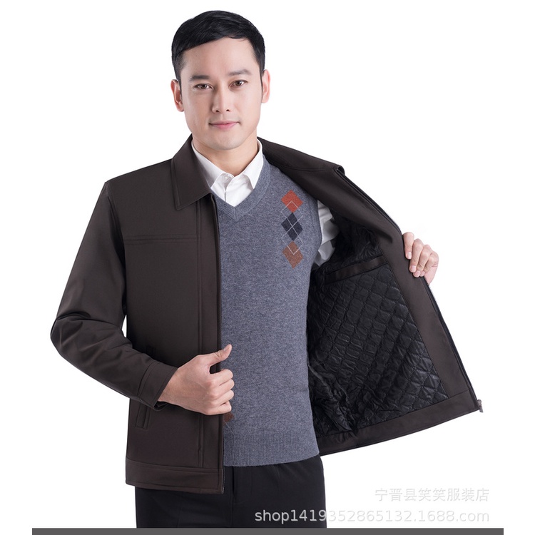 Áo khoác trung niên trần bông chống nhăn chống thấm tốt