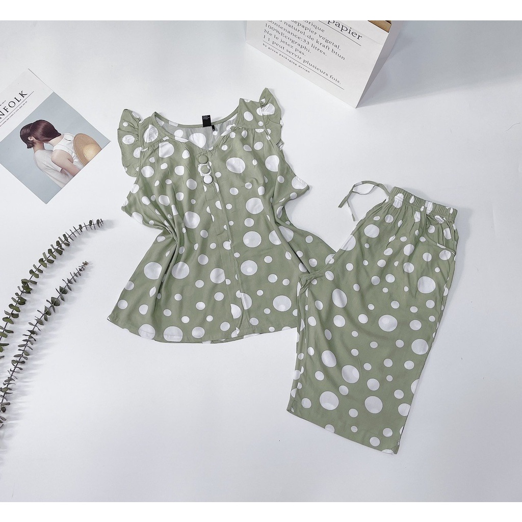 Đồ ngủ Pijama Lanh Tone, Tay Ngắn, Quần Lửng Siêu Xinh, Mát Mịn, Độc Lạ, Thoải Mái