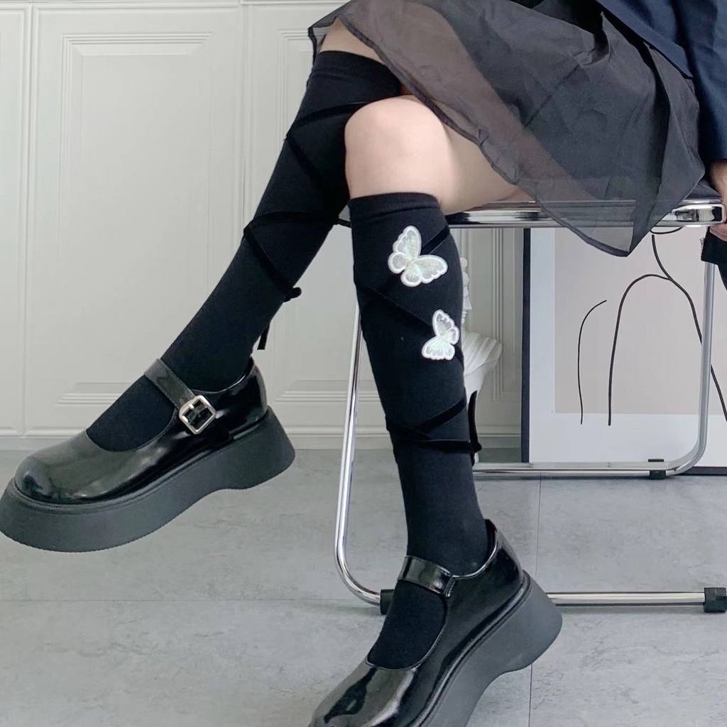 Vớ Nữ Bít Tất Đính Nơ Bướm Ba Chiều Phong Cách Lolita Nhật Bản Dễ Thương Độc Đáo