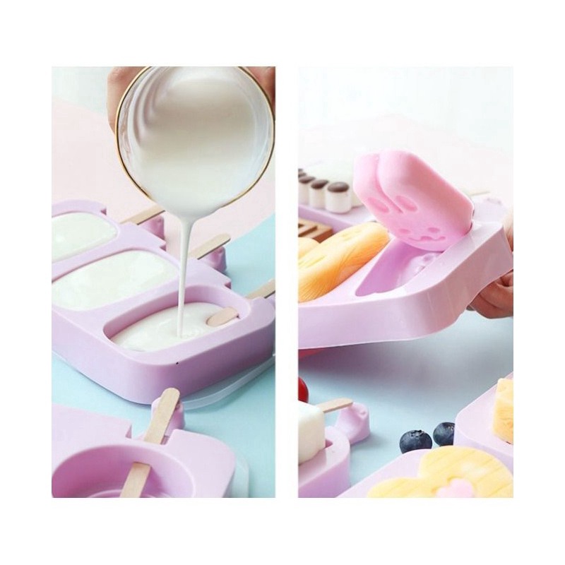 Khuôn Silicone Làm Kem Que 6 Kiểu Dáng Dễ Thương
