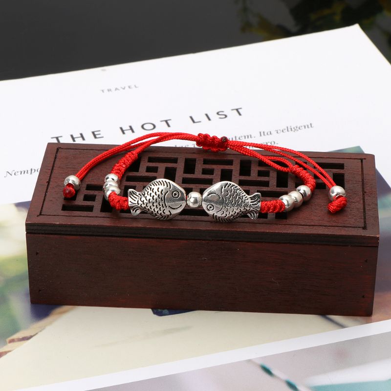 Flgo Vòng Đeo Tay Hai Lớp Hình Cá Phong Cách Dân Tộc Cho Nữ