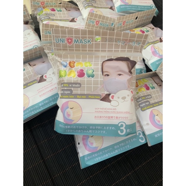 [FREE SHIP] Set 10 cái khẩu trang cho bé, khẩu trang em bé hình gấu 3D cho trẻ 0-3 tuổi