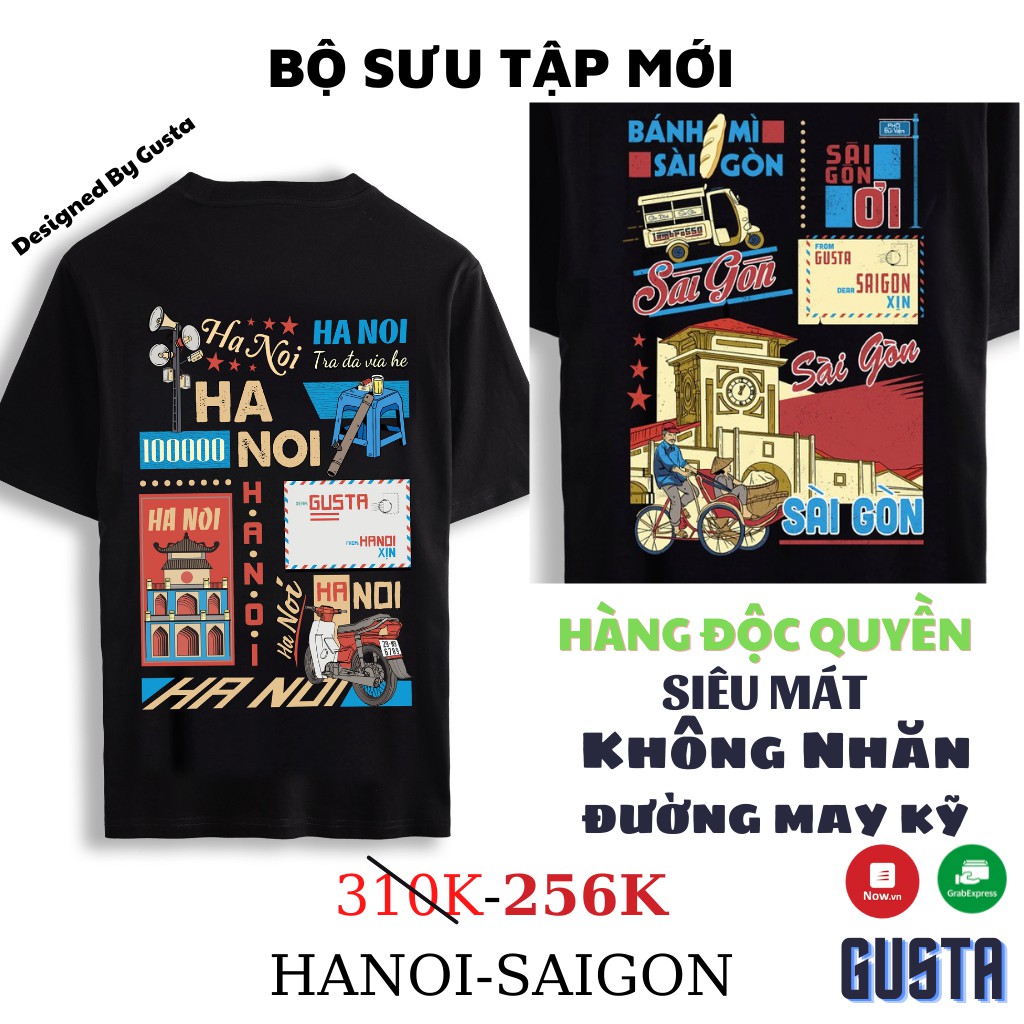 Áo Thun Nam Nữ Hà Nội Trà Đá Vỉa Hè Gusta Dáng Vừa Siêu Mát Hàng Cao Cấp-TGS01