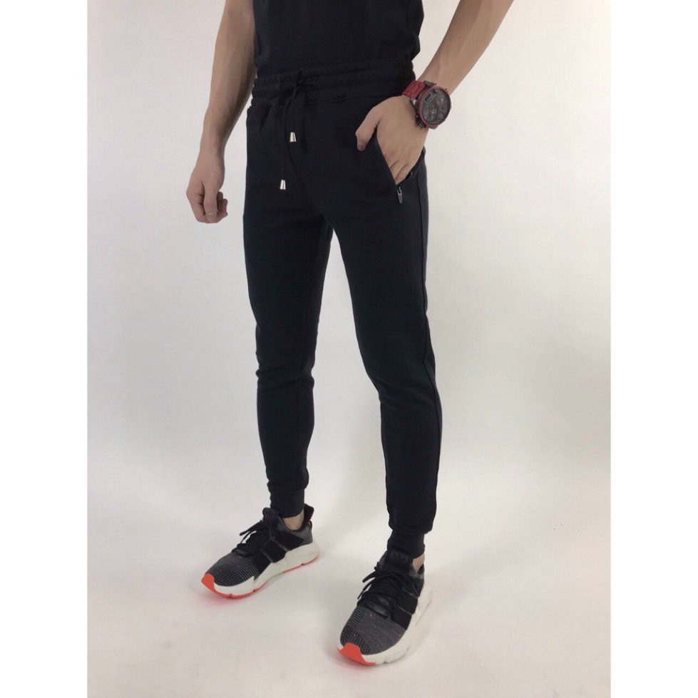 Quần jogger thun dây kéo phong cách
