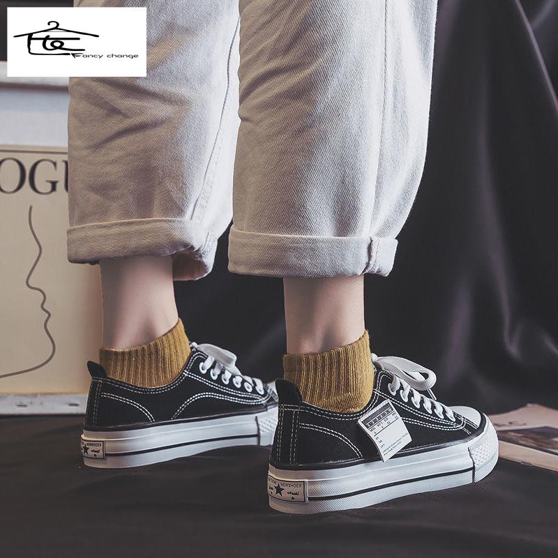 Giày Thể Thao Vải Bạt Đế Dày Tăng Chiều Cao Phong Cách Hàn Quốc Thời Trang Xuân Thu 2022