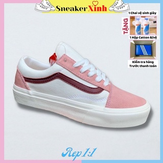 Giày vans hồng, giày vans old hồng sọc đỏ đi học, đi chơi giá rẻ bền đẹp SneakerXinh Store VA9