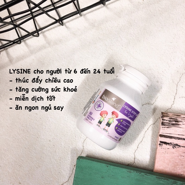 Viên uống Bio Island Lysine hỗ trợ trẻ tăng chiều cao (Úc) cho trẻ từ 6-24 tuổi