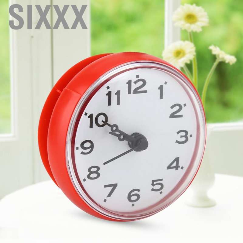 Sixxx Waterproof Suction Wall Window Mirror Bath Shower Clock Home Bathroom Decoration