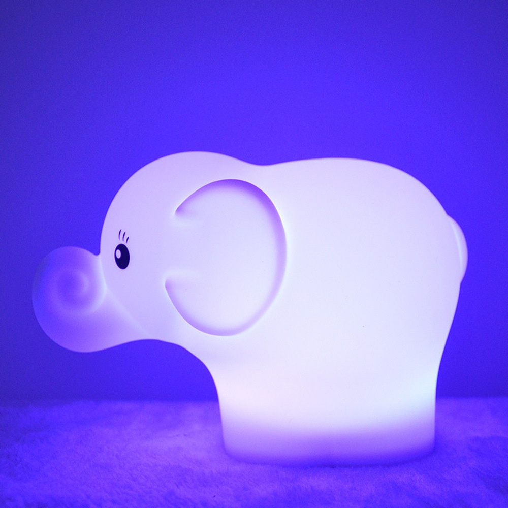 Đèn ngủ LED thiết kế hình chú voi nhiều màu sắc sạc USB trang trí phòng ngủ dành cho bé gái
