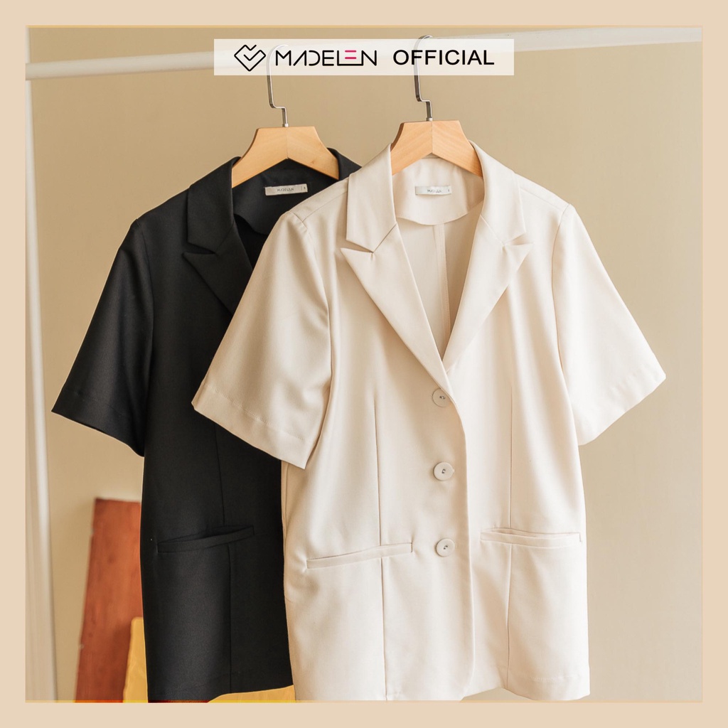 Áo blazer ngắn tay MADELEN màu trơn dáng basic