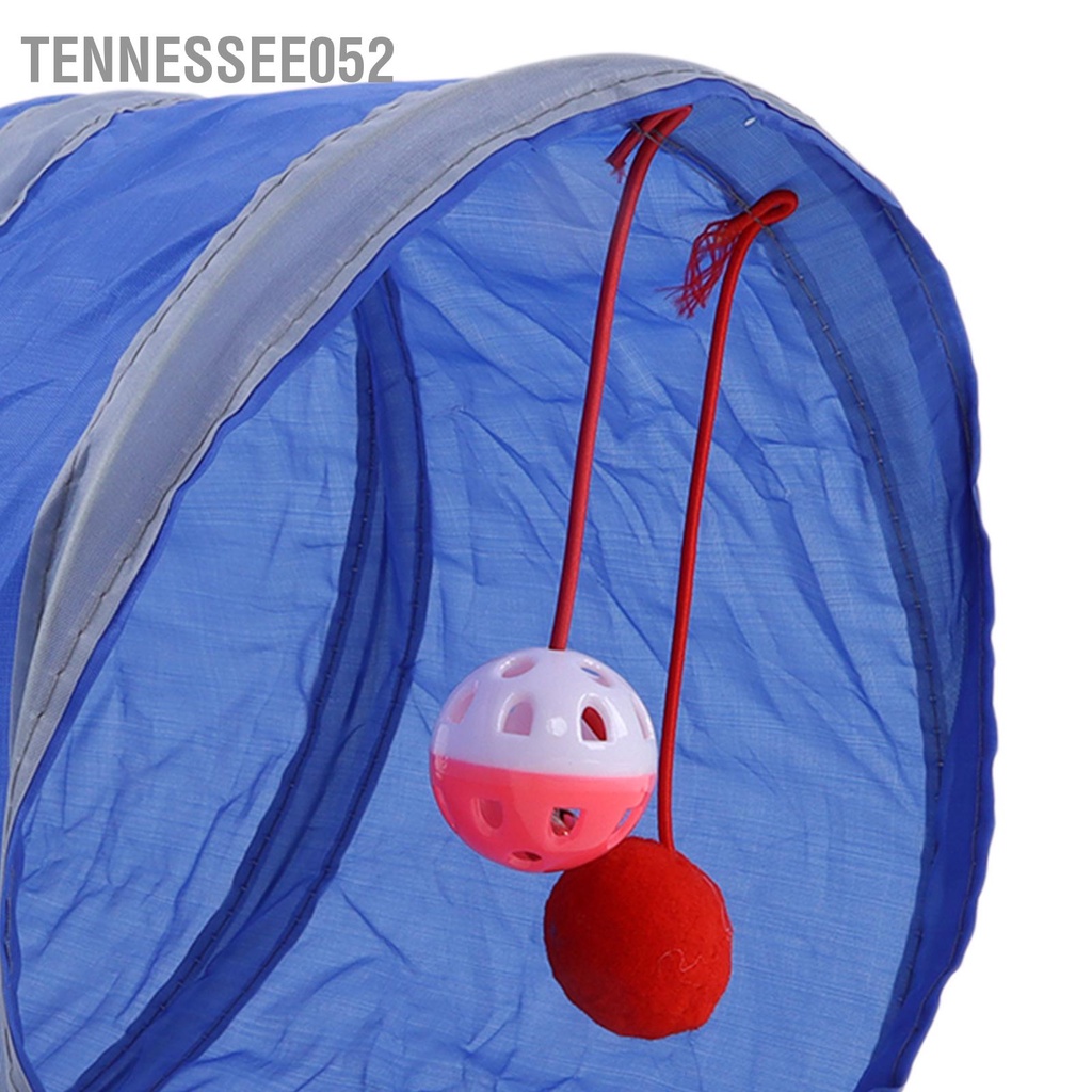 Tennessee052 Đồ chơi đường hầm tương tác Polyester có thể gập lại dành cho mèo với bóng treo Thỏ con chó