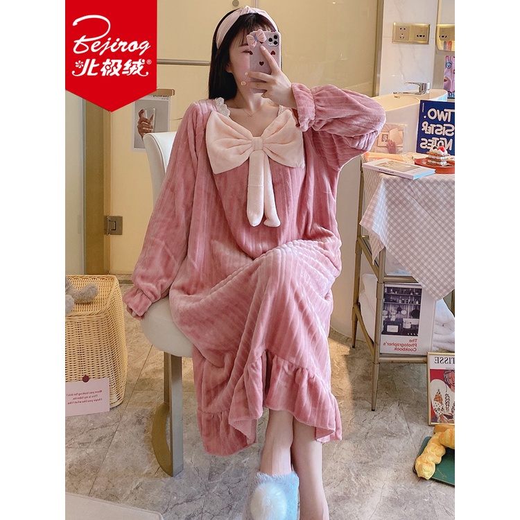 Đầm Ngủ Flannel Dày Dặn Dáng Dài Thời Trang Thu Đông Cho Nữ | BigBuy360 - bigbuy360.vn