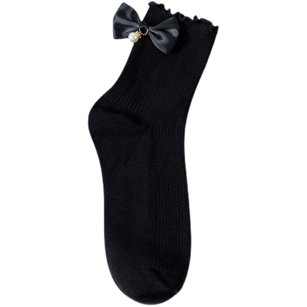 Vớ Ngắn Phối Bèo Màu Trơn Đính Nơ Bướm 1 Món Hóa Trang Cho Nữ