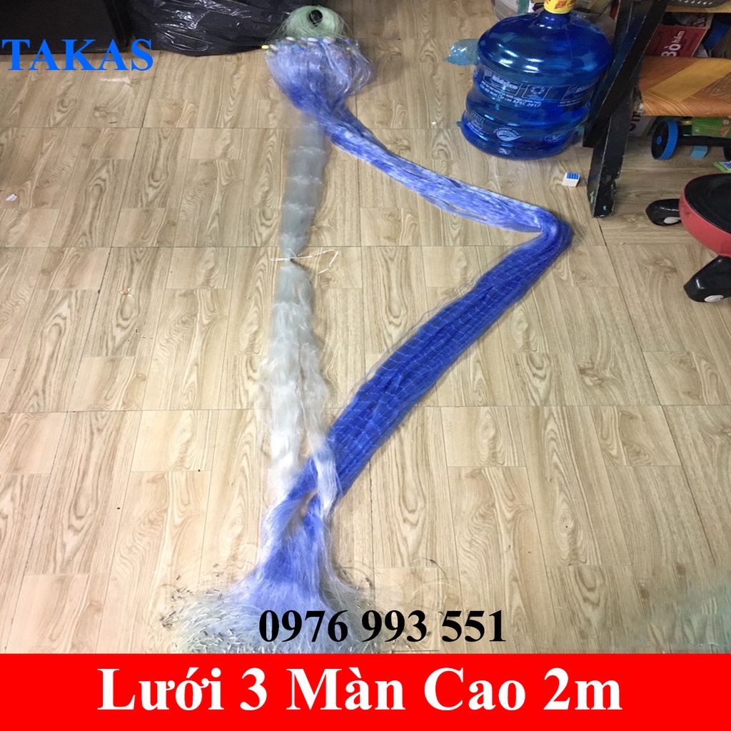 Lưới Đánh Cá 3 Màn LOẠI Xịn ( Sợi Lưới Thái )- Cao 2m-Dài 100m- Đủ mắt 5-6-7-8-9-10CM -Lưới 3 Màn Tàng Hình Cao hai mét