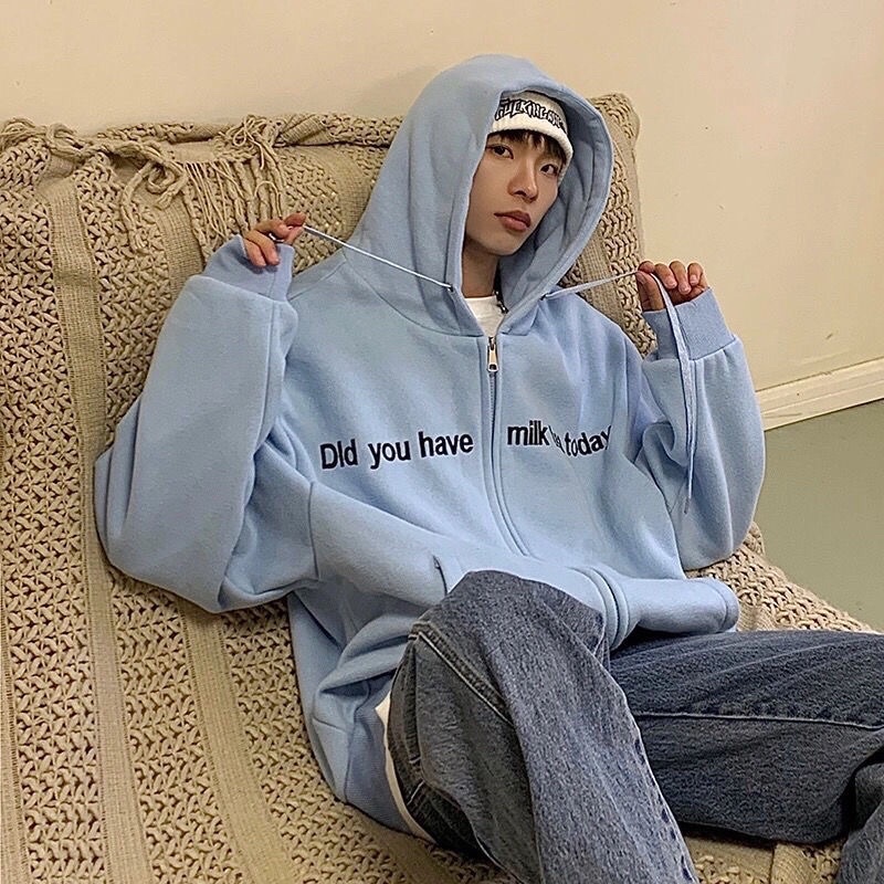 Áo khoác hodie nỉ mũ Áo hoodie khoá kéo DID YOU HAVE chất nỉ bông form rộng tay bồng thu đông nam nữ unisex freesize