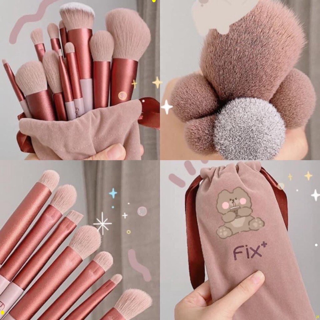 Cọ trang điểm Makeup Fix Hồng 13 Cây bộ Cọ makeup Trang Điểm Mỹ phẩm Hana Rẻ Đẹp