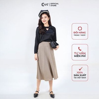 Chân váy bổ xòe hoạ tiết CCHAT