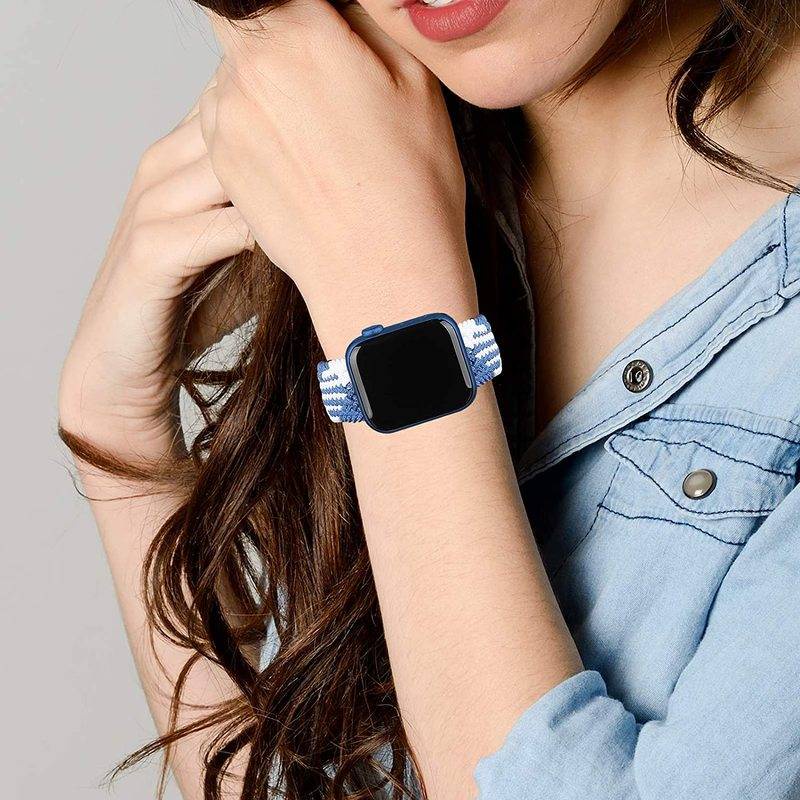 Dây Đeo Sợi Nylon Co Giãn Cho Đồng Hồ Thông Minh Apple Watch 41mm 45mm 44mm 40mm 38mm 42mm Series 7 3 4 5 Se 6