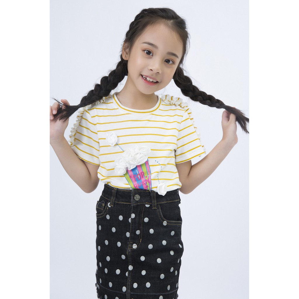 Chân váy bò mini bé gái IVY moda MS 32G0271