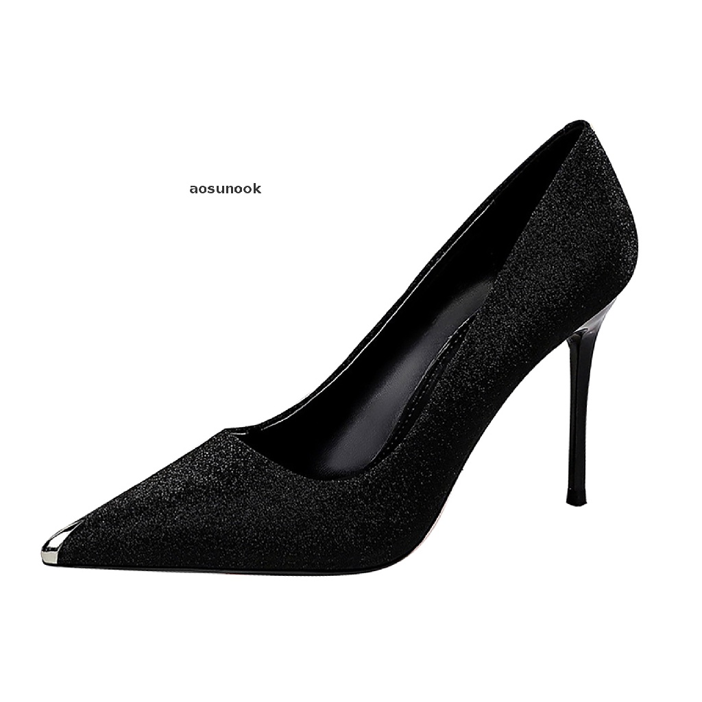 【ook】 Womens Glitter Stilettos Classic Pointed Toe Dress Pump Shoes .