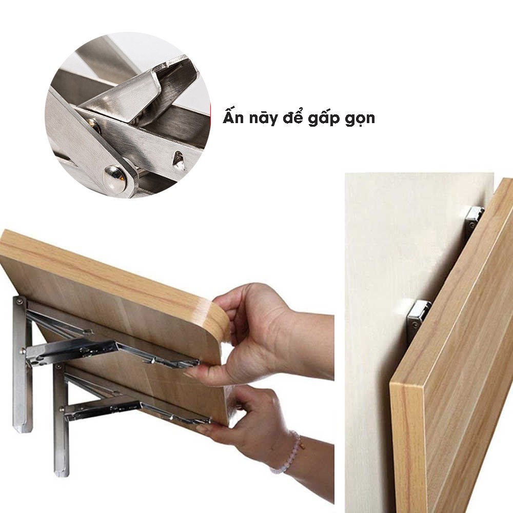 Bộ 2 giá đỡ Ke bàn gấp treo tường thông minh Inox Minh House