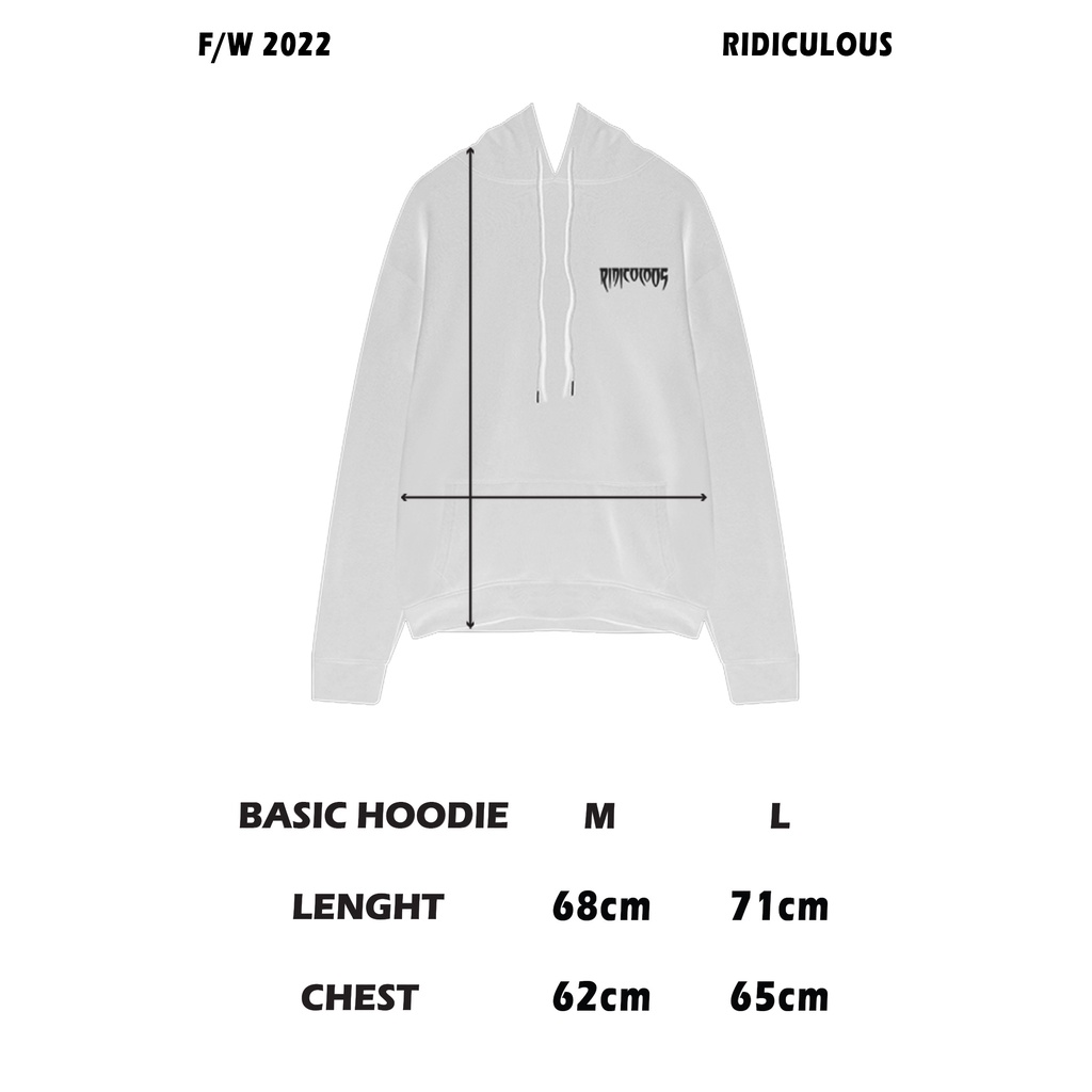 Áo KHOÁC HOODIE Ridiculous - SCRAPPED HOODIE, Vải nỉ cotton 2 chiều 100%