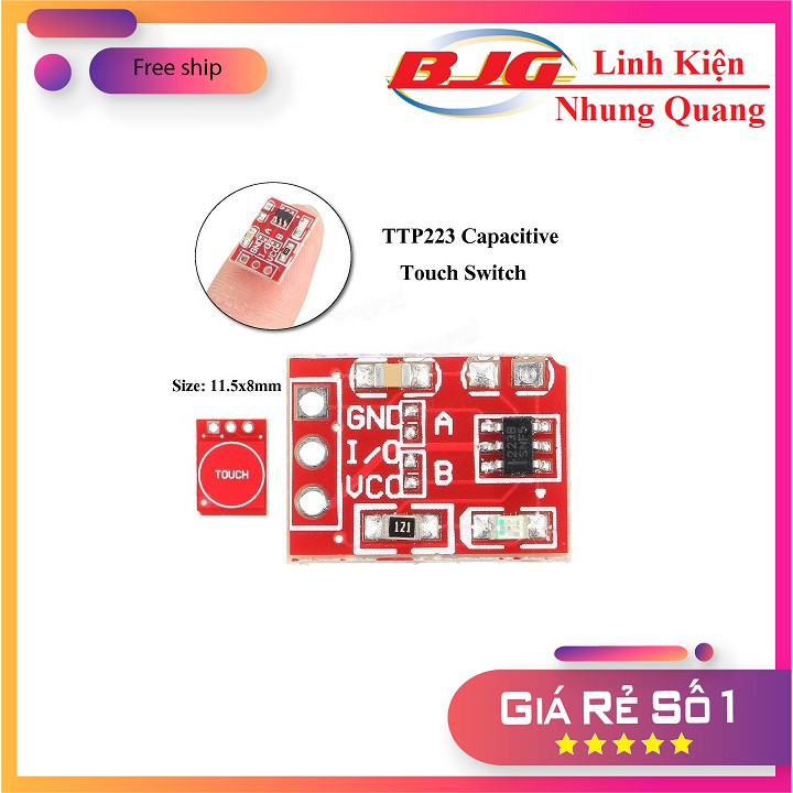 Module cảm ứng 1 chạm điện dung ttp223b mini- Linh kiện điện tử 3m