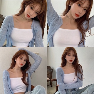 [Hàng Quảng Châu]SP239 Áo len tăm 2 dây bún croptop