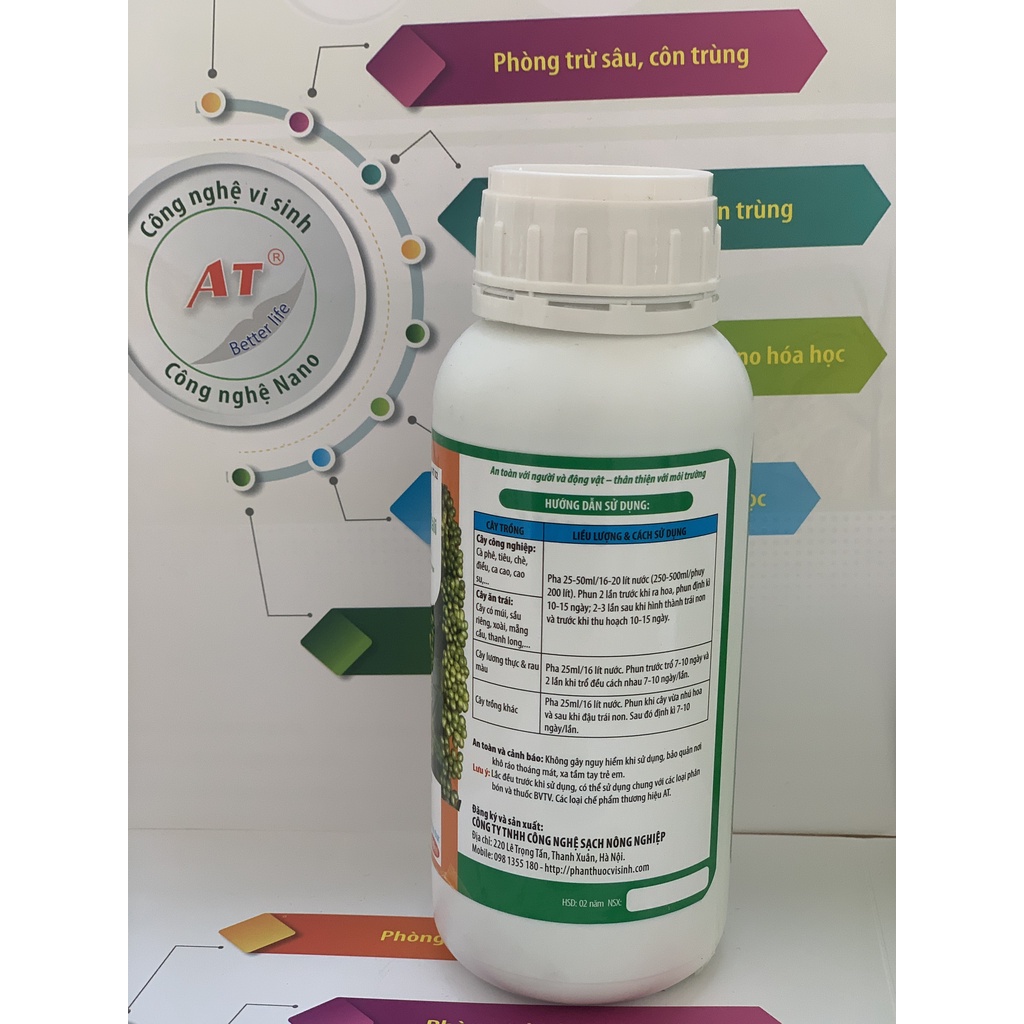 Phân bón hữu cơ sinh học tạo ngọt, kích đậu trái, chắc nhân, đâm hoa nhanh, chống rụng trái non - Siêu Kali AT 500ml