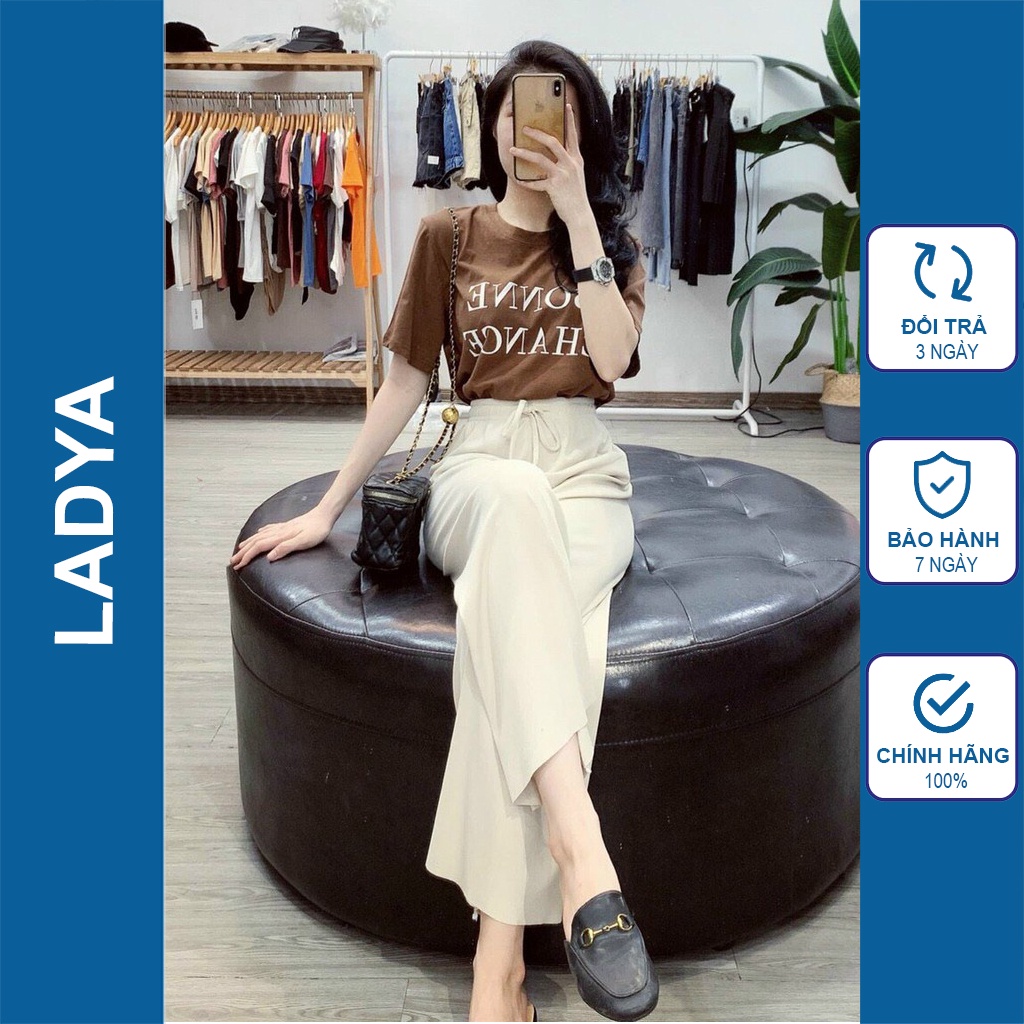 Quần ống suông nữ nhung tăm quần culottes ống rộng cạp chun Ladya Store M230