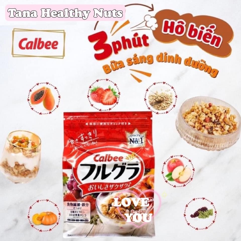 Ngũ cốc Calbee Đỏ, Ngũ cốc hoa quả Calbee 750g Nhật Bản