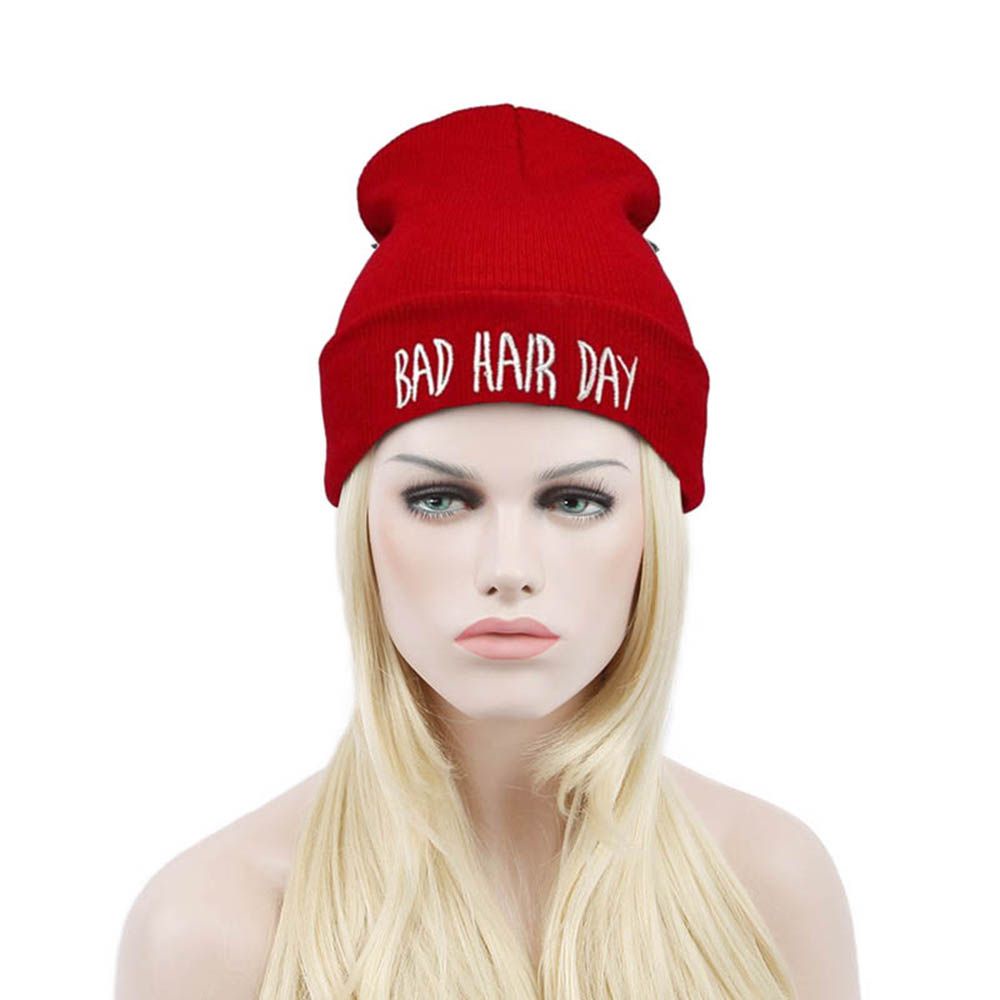 Mũ beanie Mềm Thêu Chữ Bad Hair Day Nhiều Màu Sắc Thời Trang Thu Đông Cho Nam Và Nữ