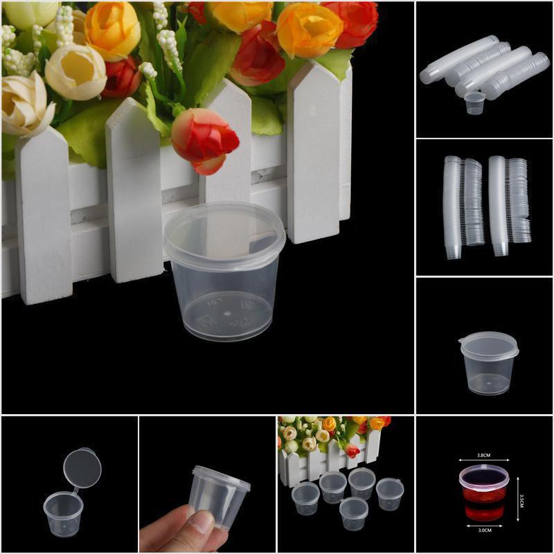 Set 100 Cốc Đựng Nước Sốt / Thực Phẩm Bằng Nhựa Trong Suốt Dùng Một Lần