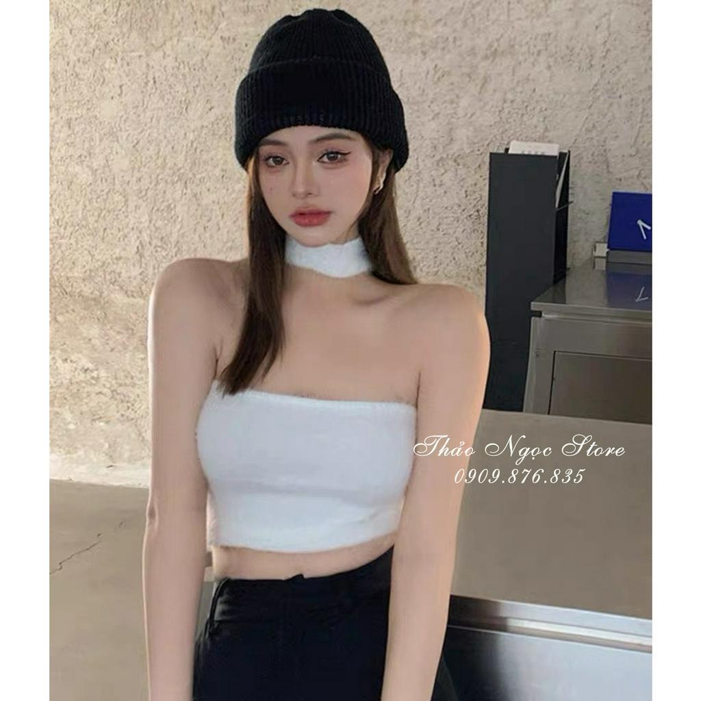 Áo len lông nữ cổ lọ, áo lông cổ yếm sát nách form croptop hàng nhập QC!  THẢO NGỌC STORE