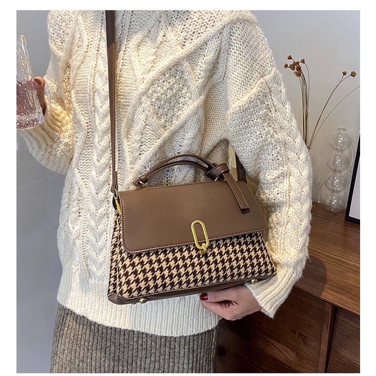 Túi xách nữ túi đeo chéo thời trang phối dạ kẻ phong cách Hàn Quốc Siêu Đẹp